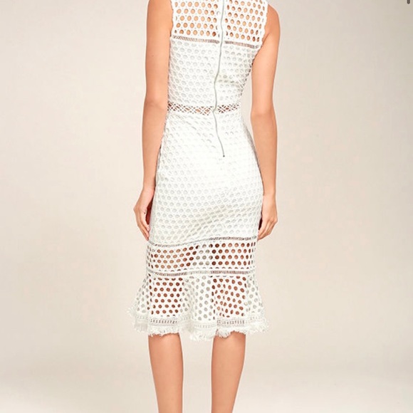 Lulus Dawn of Love White Crochet lace midi- small - Picture 2 of 7